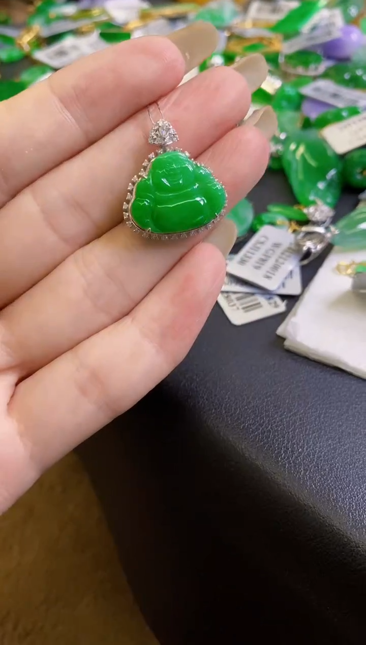 【闪购商品】定制翡翠18K金镶嵌佛公