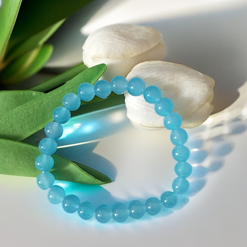 铜合金玻璃手链 仿玛瑙蓝色手链实色串珠手串女款多色时尚百搭