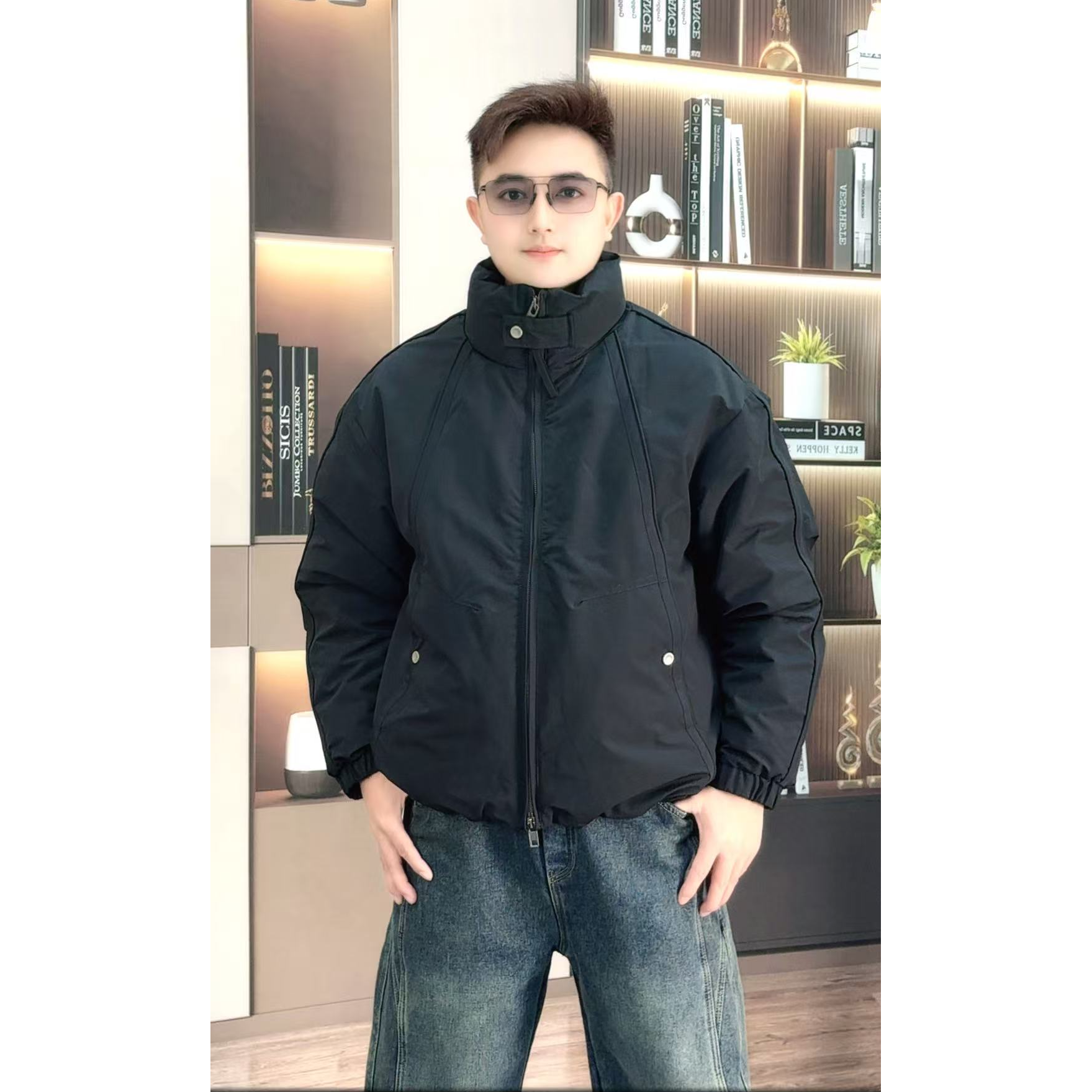 立领保暖纯色优等品短款羽绒服百搭加绒加厚宽松