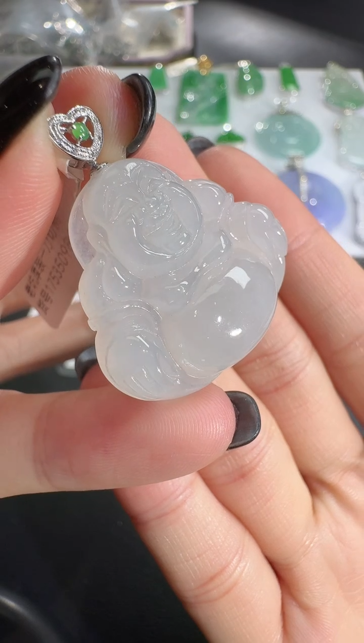 吊坠(不含链)18K金镶嵌翡翠【源头工厂】钻石镶嵌