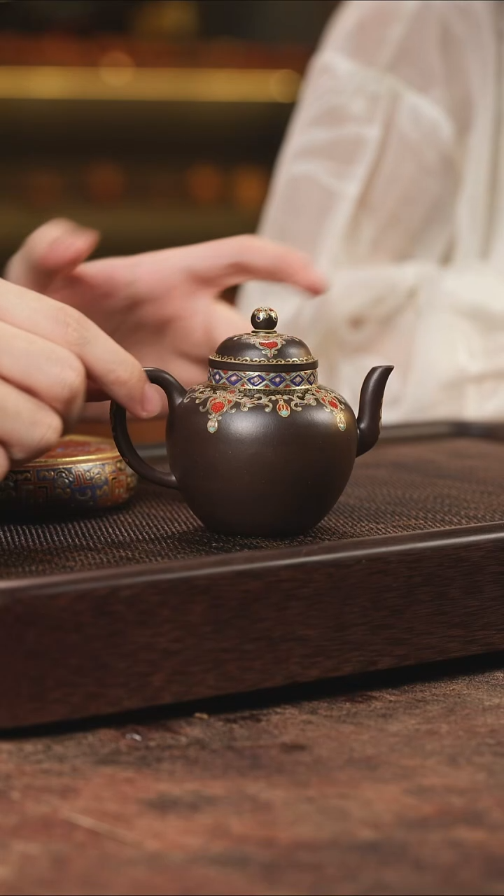 茶壶紫砂珐琅美人肩