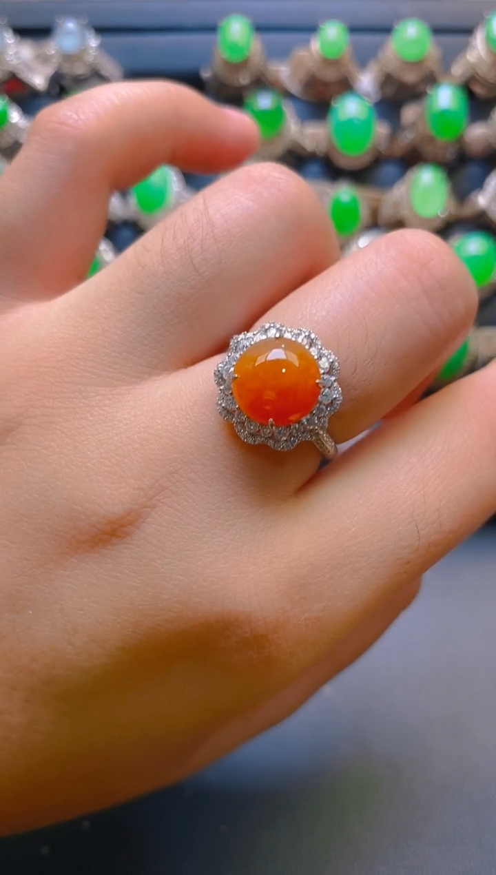 【闪购商品】翡翠耳饰银S925镶嵌天然A货翡翠1