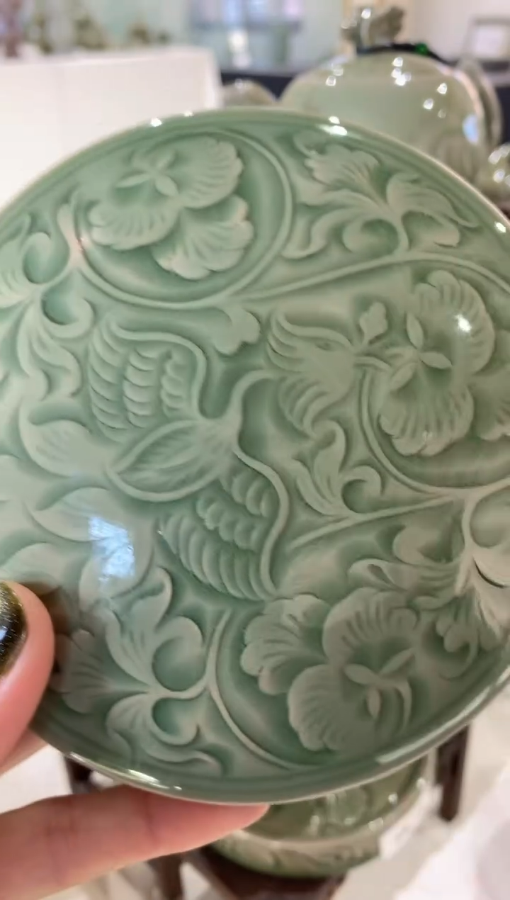 露**嘬【有瑕】手工刻花【盖盒】小号【凤穿牡丹】