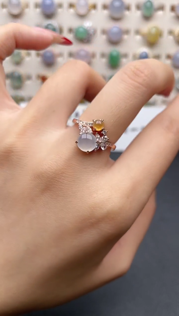 【闪购商品】翡翠戒指银S925镶嵌一物一证一礼盒