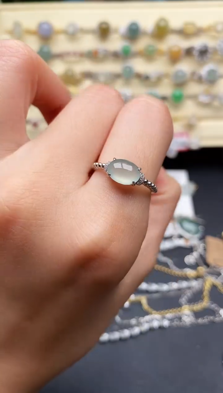 翡翠戒指银S925镶嵌55555555+2