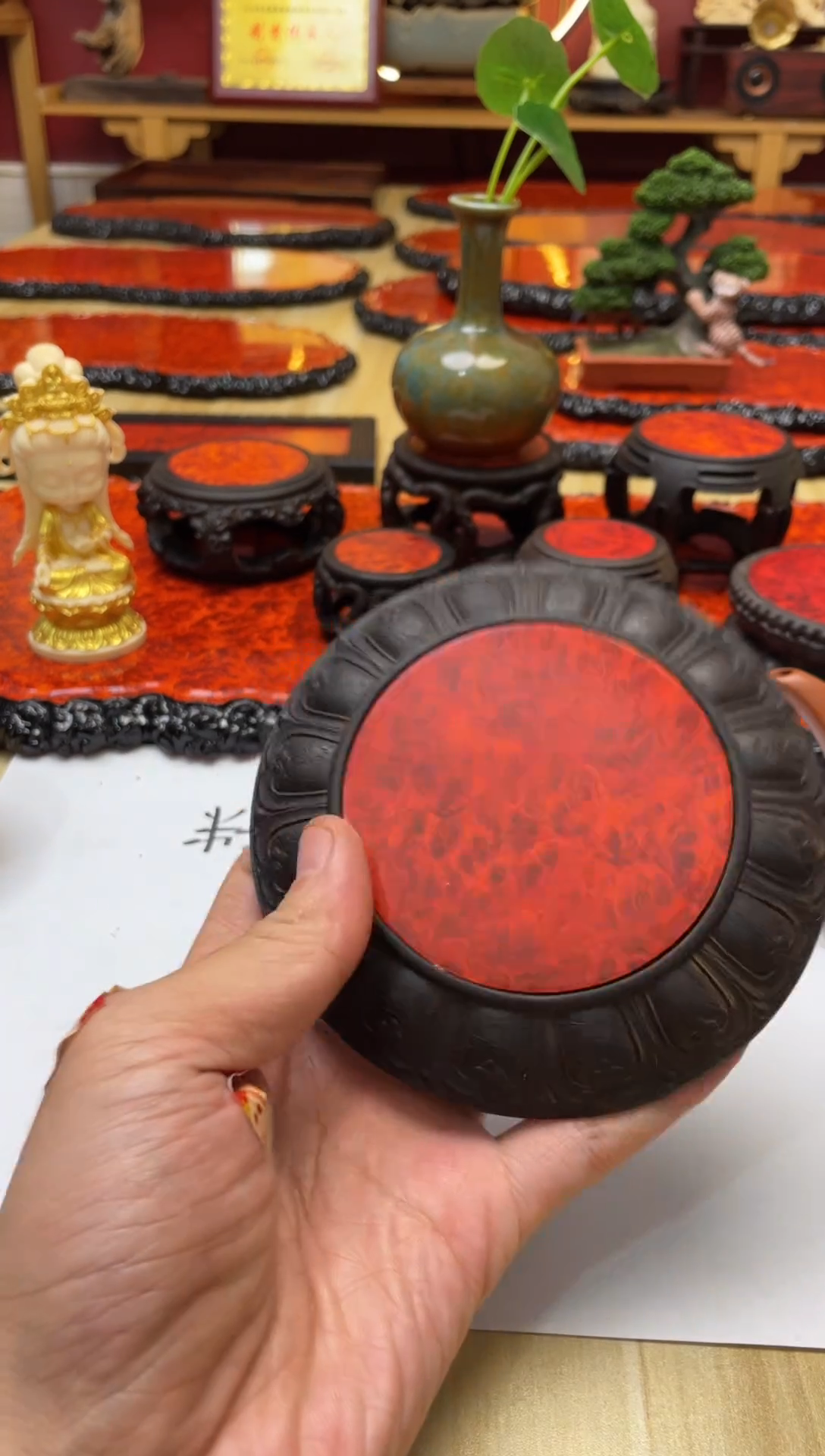 东非黑黄檀（紫光檀）（微瑕）12公分莲花壶承