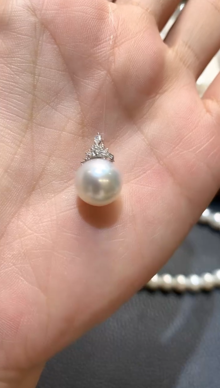 18K金镶嵌吊坠海水珍珠n166   