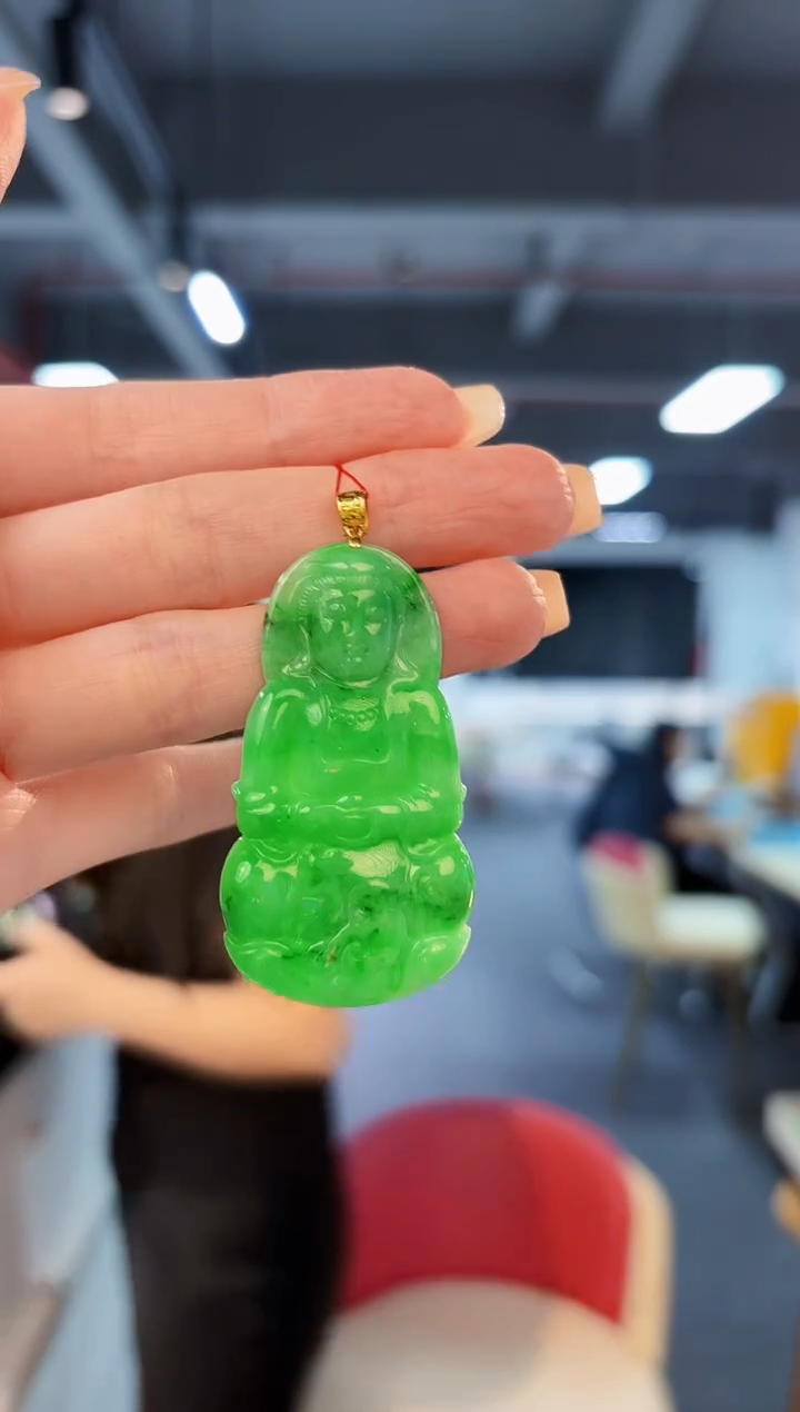 翡翠18K金镶嵌颈饰 缅料A货/支持复检/一件