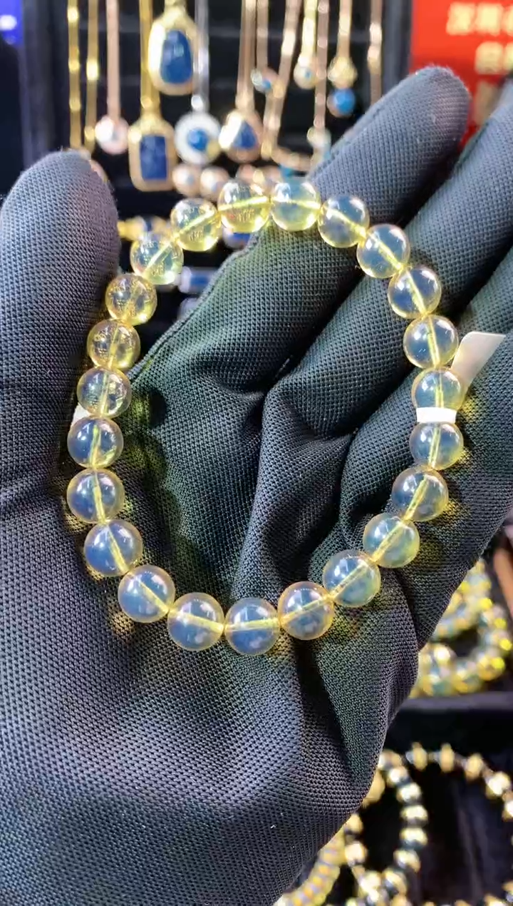【闪购商品】琥珀珠宝奇石未镶嵌8MM蓝珀有机宝石手串
