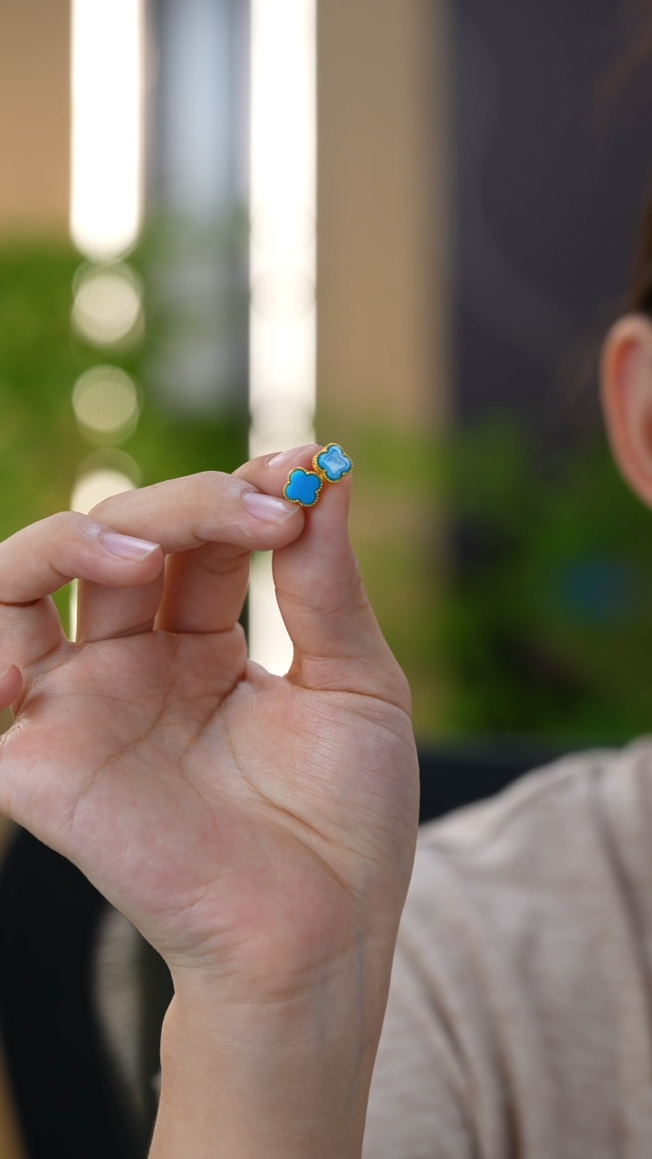 未镶嵌绿松石耳饰7mm秒拍号17