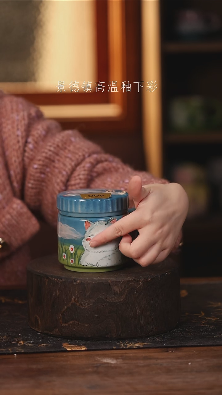 陶瓷景德镇高温釉下手绘陶瓷@L400@