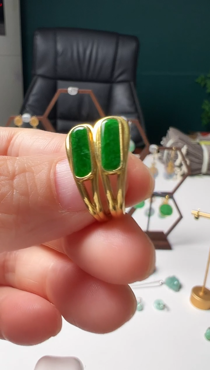 银S925镶嵌翡翠耳饰陶****师001