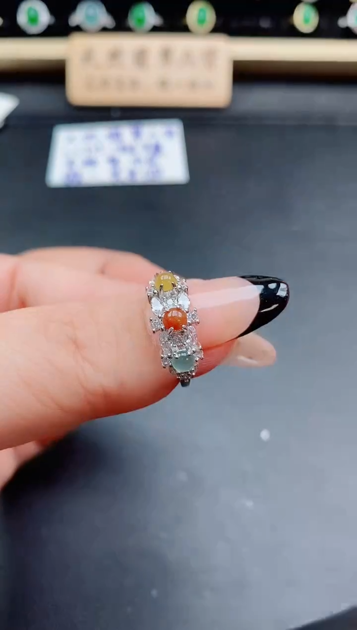 银S925镶嵌戒指翡翠1