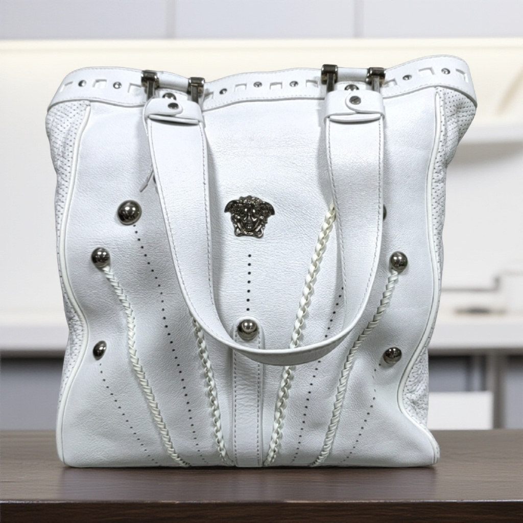 95新 VERSACE/范思哲  白色手提包  1813 4480 