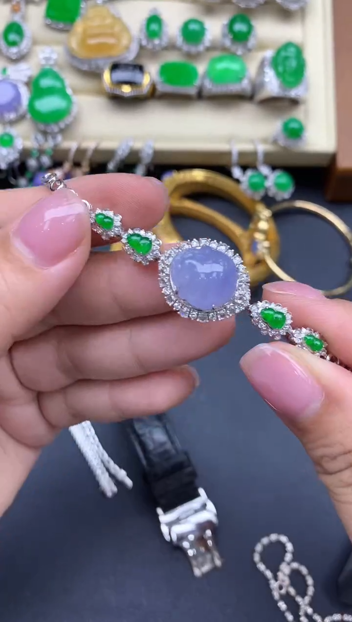 【闪购商品】翡翠手串18K金镶嵌630-中国好珍宝