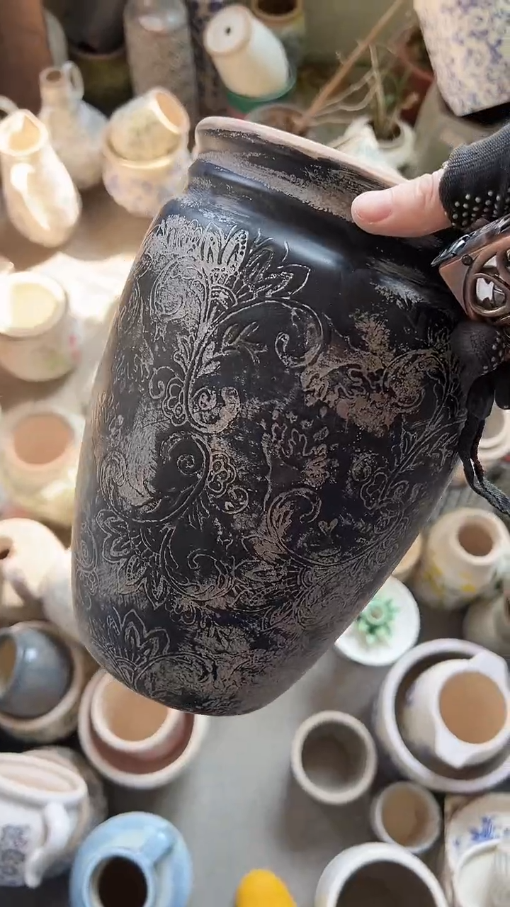 【闪购商品】陶瓷花盆高25.5cm内口14.5cm