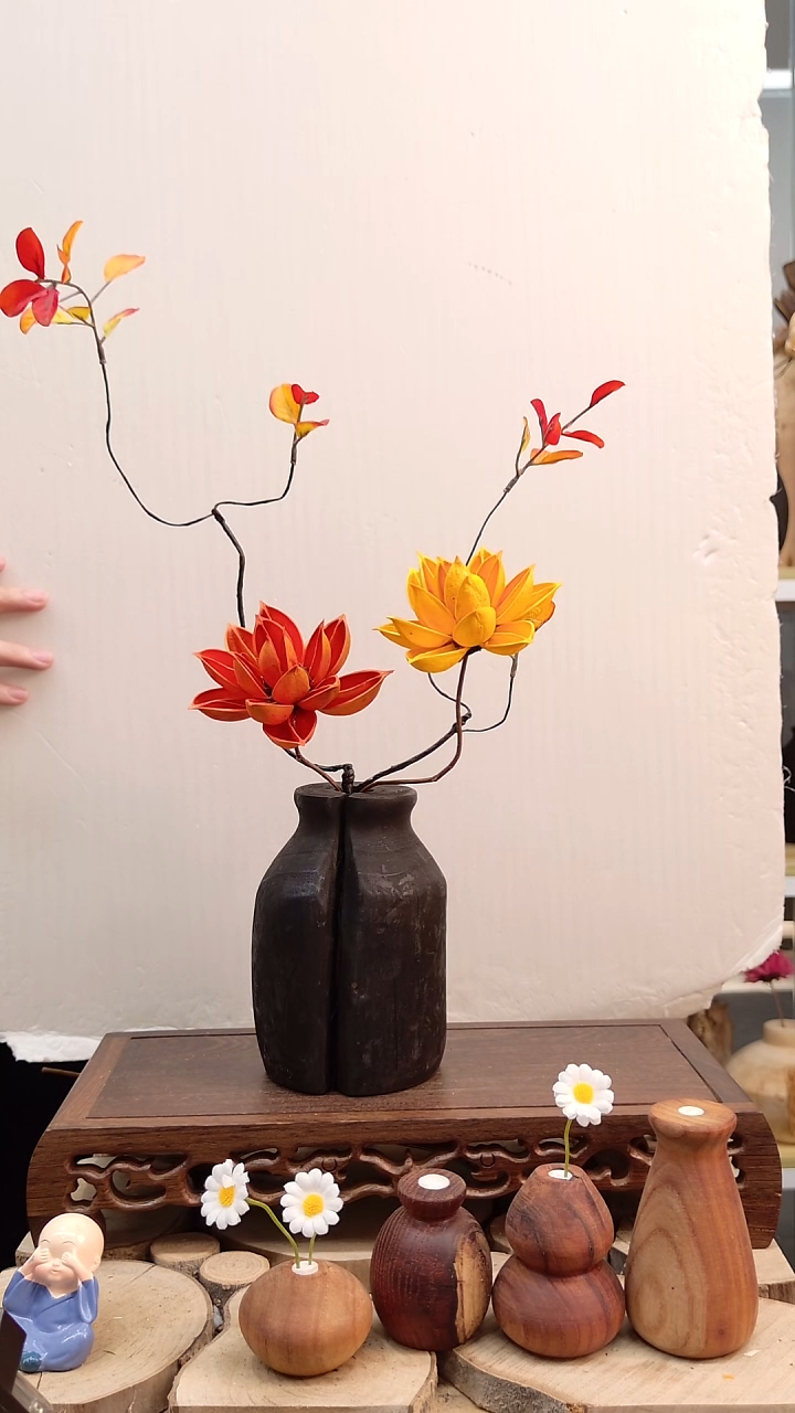 木实木花瓶直播间实物