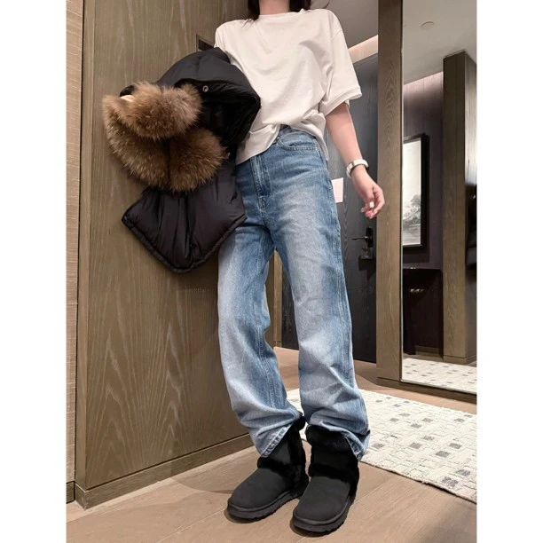 『PEACHZHOU』小直腿'水洗修身显瘦直筒休闲牛仔裤裤子长裤秋冬新款