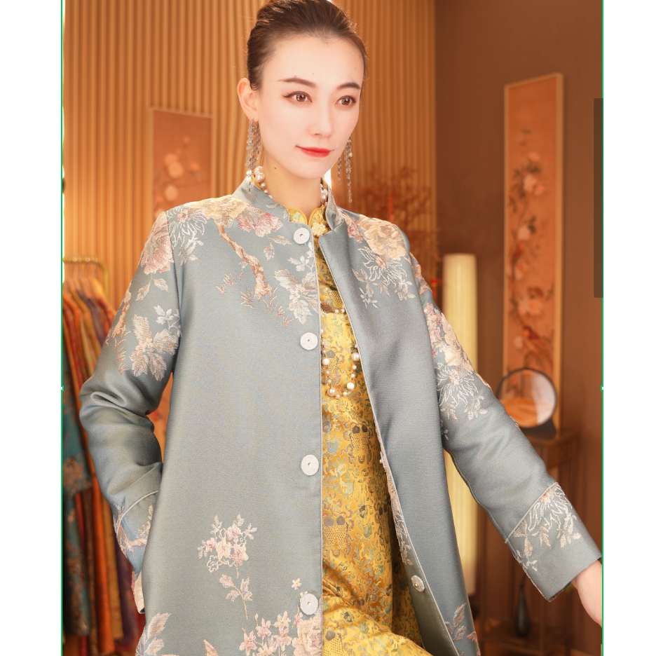 国色牡丹|新款加棉加厚复古国风新中式大衣2025c7484夏秋布卓尔仓