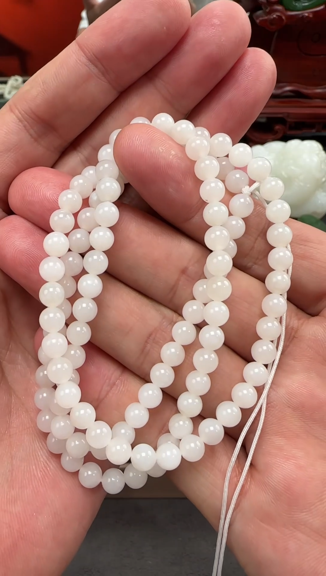 和田玉未镶嵌项链和田玉精品白玉珠串