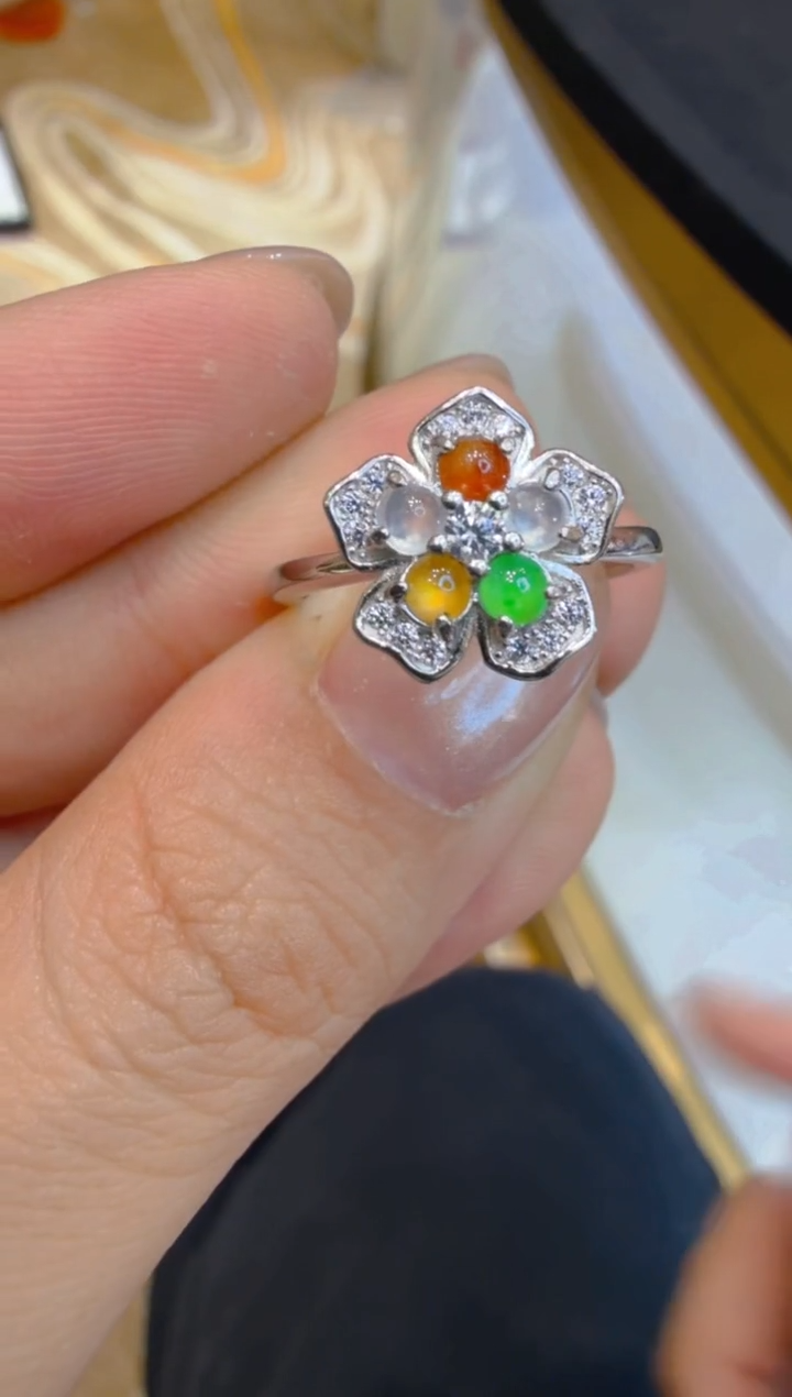 银S925镶嵌戒指翡翠多样性团购发一件