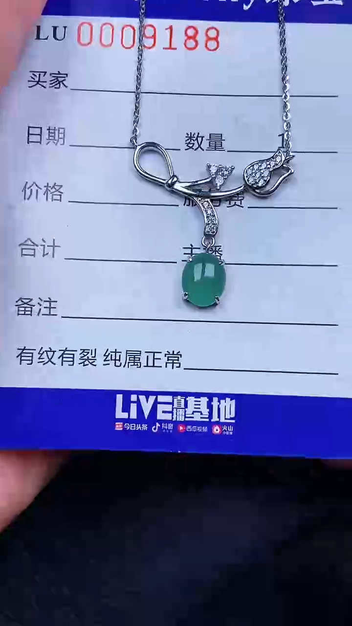 颈饰银S925镶嵌翡翠9188