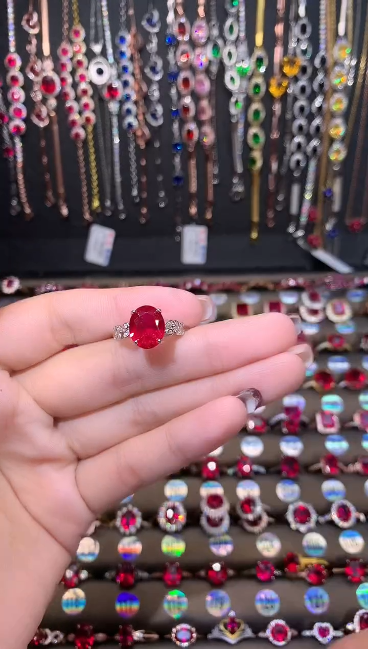 【闪购商品】红宝石戒指银S925镶嵌银色