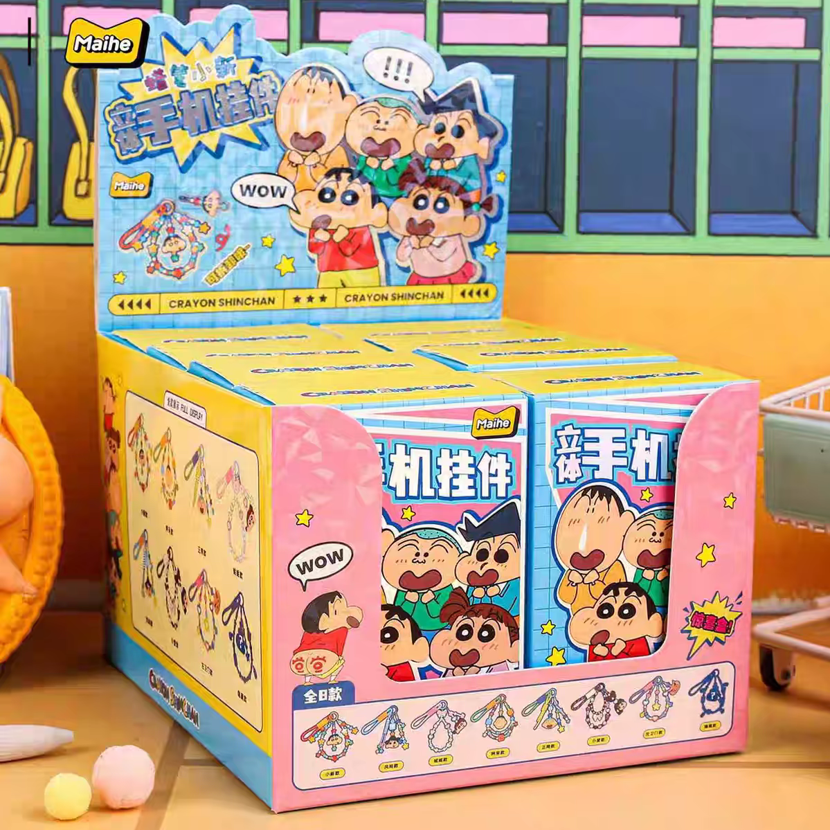 【拆盒】麦和 蜡笔小新立体手机挂件盲盒正品授权