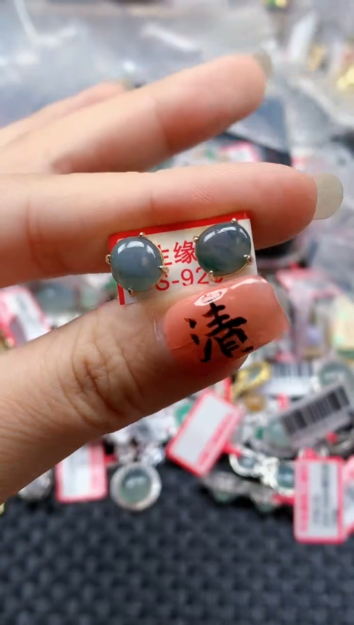 银S925镶嵌戒指翡翠天然A货缅甸翡翠