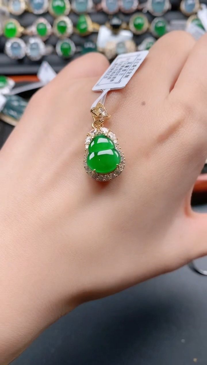 银S925镶嵌戒指翡翠1