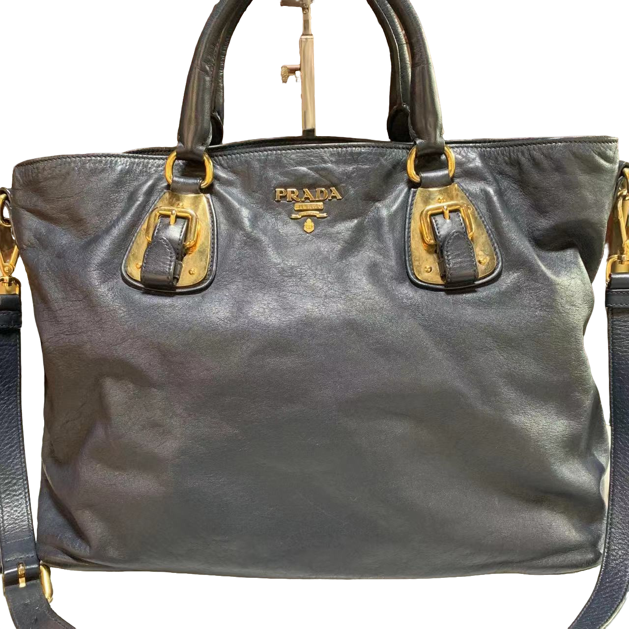 95新 Prada/普拉达 Prada/普拉达 蓝色tote斜挎包bwz10322