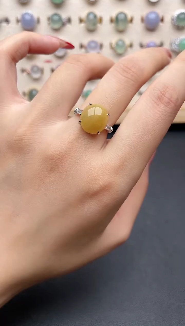 【闪购商品】翡翠戒指银S925镶嵌一物一证一礼盒