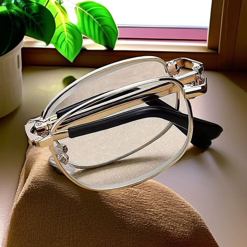 东海水晶折叠老花镜高清中老年护目耐刮防疲劳石头眼镜