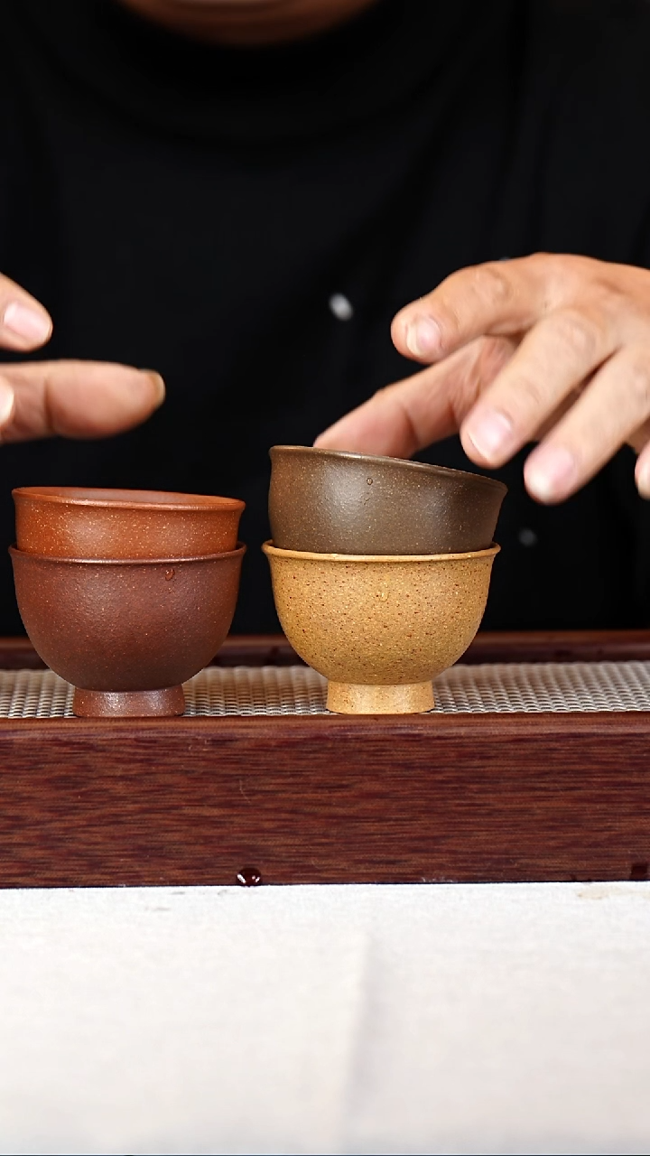 茶杯紫砂宜兴紫砂杯四只礼品套装