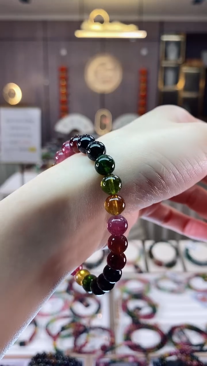 【闪购商品】碧玺单圈手串7mm+未镶嵌一物一证dan