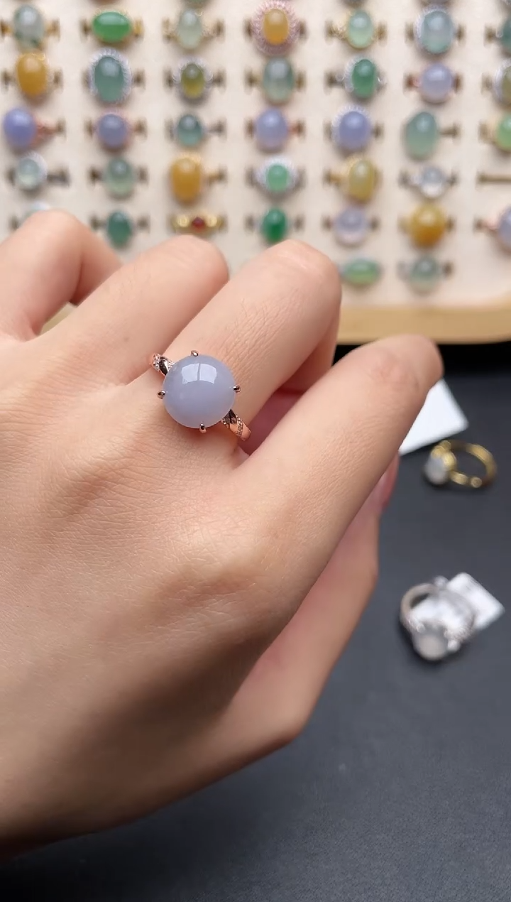 【闪购商品】翡翠戒指银S925镶嵌一物一证一礼盒