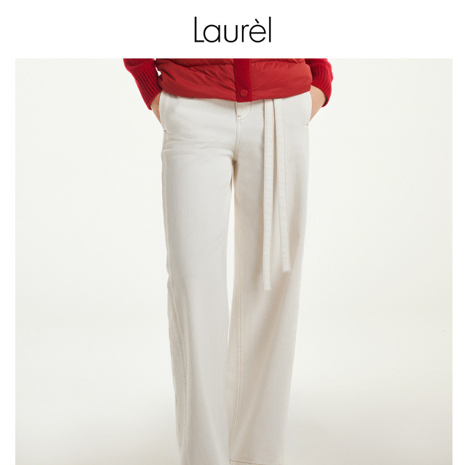 【粉丝专享】Laurel新款高腰简约百搭阔腿牛仔裤女LWL351K00400