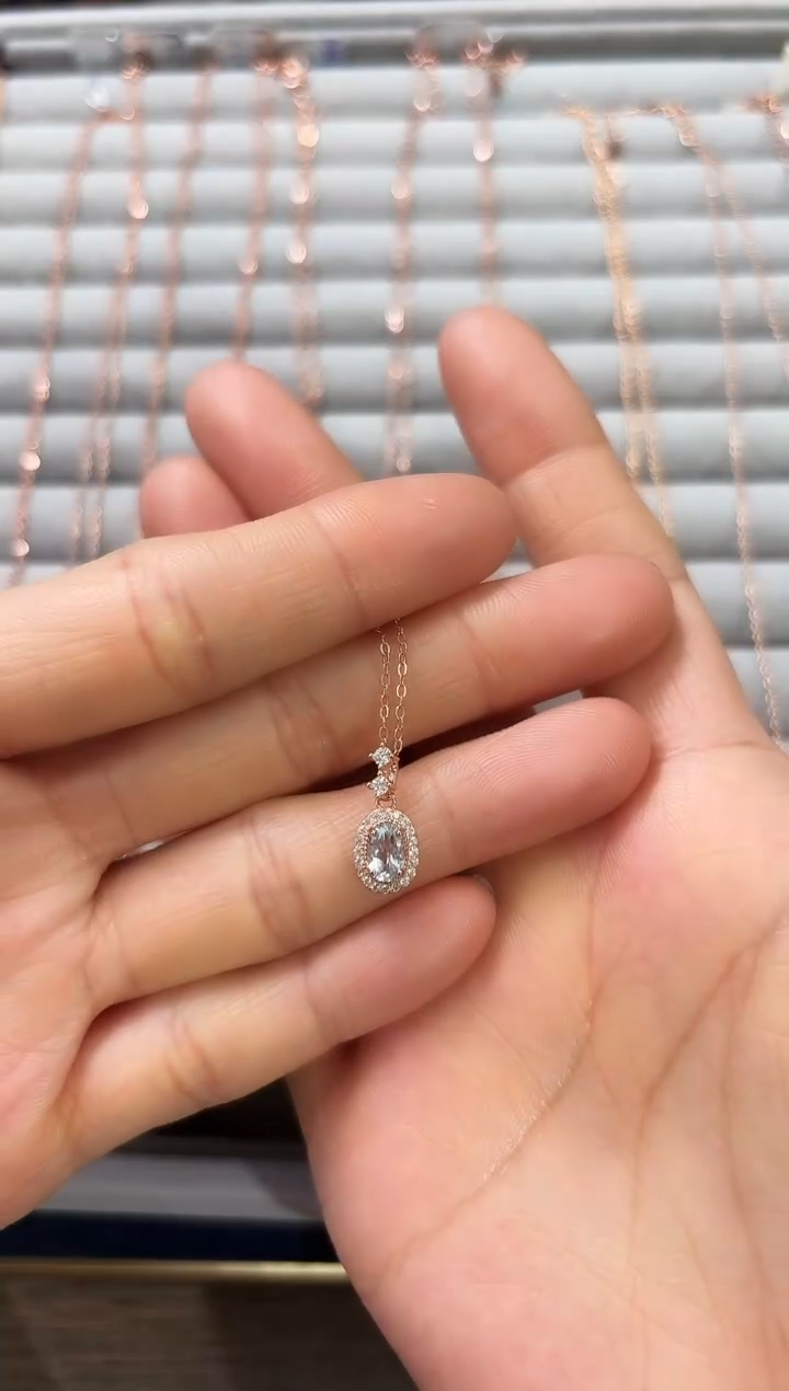 【闪购商品】海蓝宝石颈饰银S925镶嵌09
