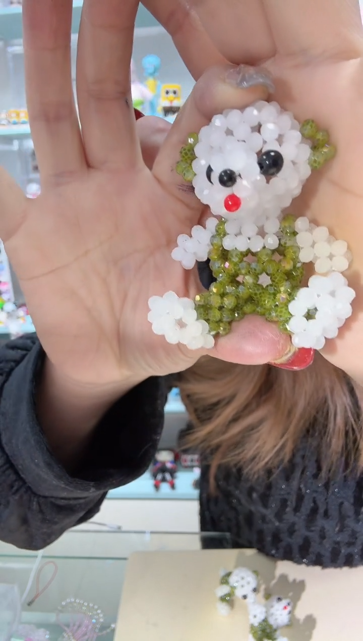 玻璃0473成品泰迪熊1个男熊橄榄绿玉