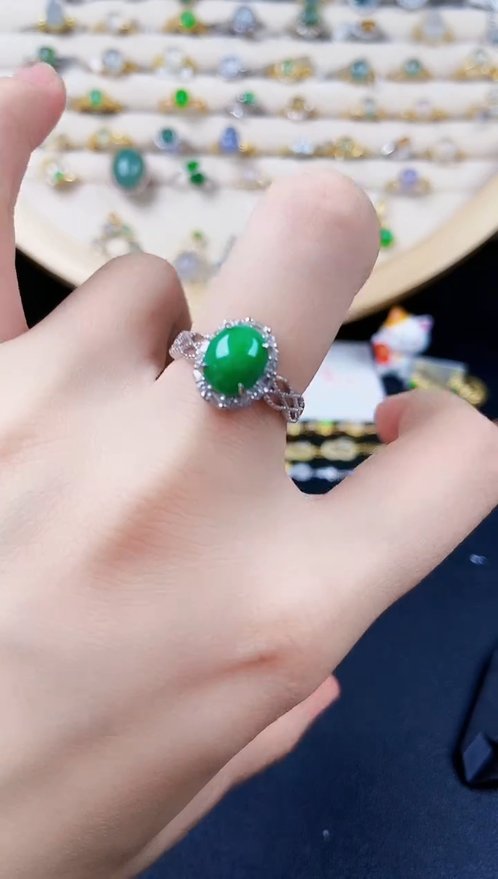 【闪购商品】翡翠银S925镶嵌戒指16646