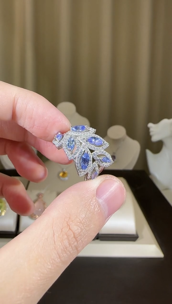 【闪购商品】坦桑石戒指银S925镶嵌设计款