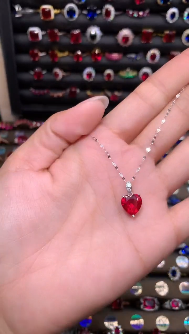 【闪购商品】红宝石颈饰银S925镶嵌10