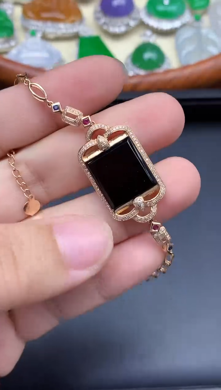 18K金镶嵌手链翡翠554-中国好珍宝