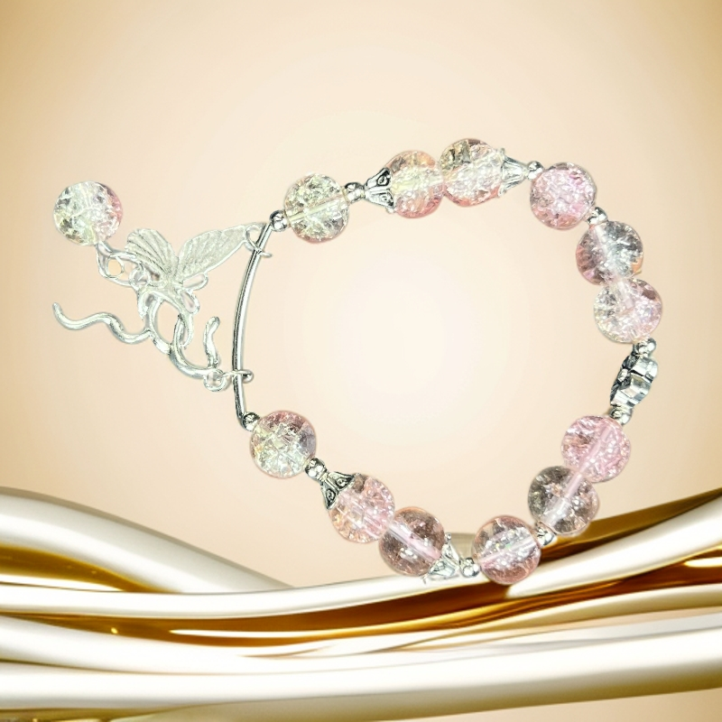 S015宫廷银色女粉色时尚手作欧若公主风手串