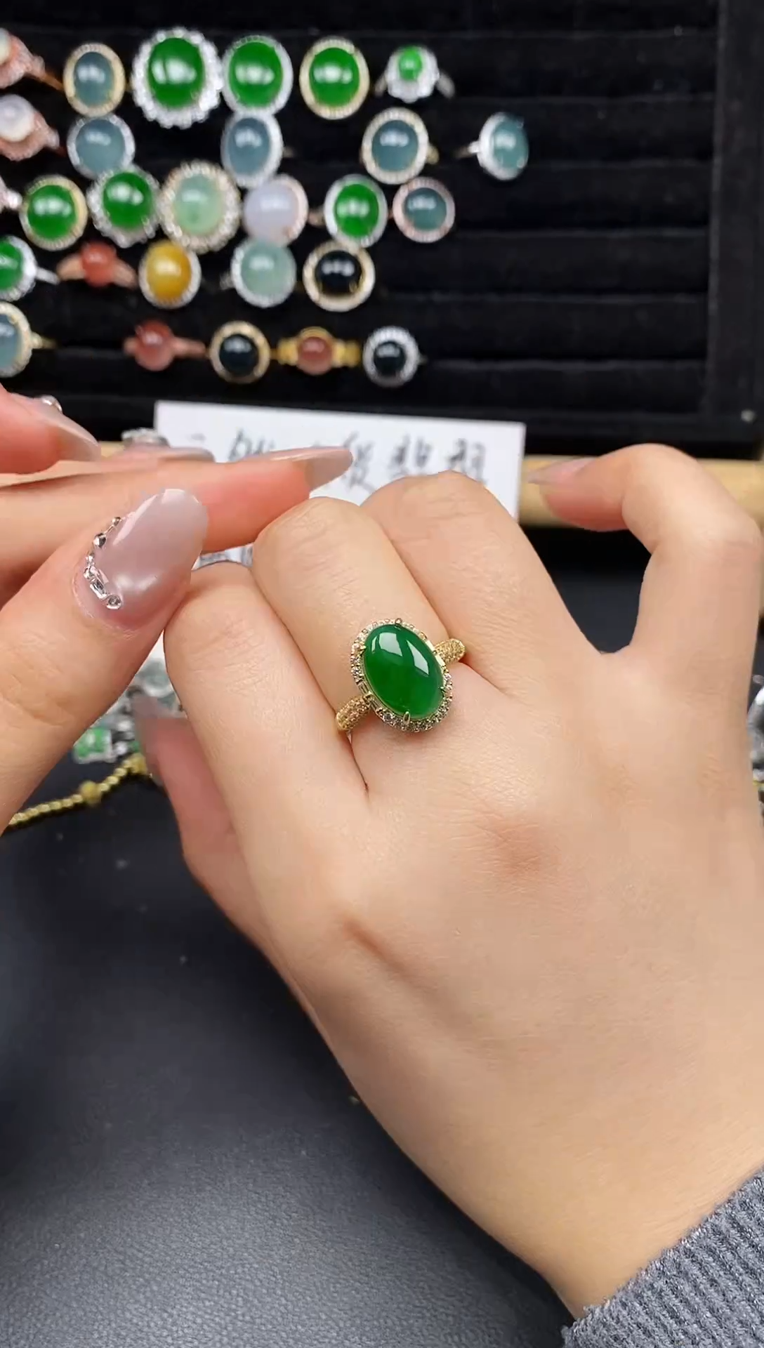 银S925镶嵌戒指翡翠23835