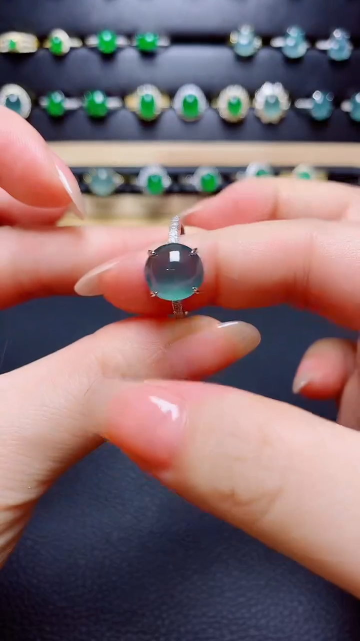 翡翠戒指银S925镶嵌天然翡翠A货s925银镶