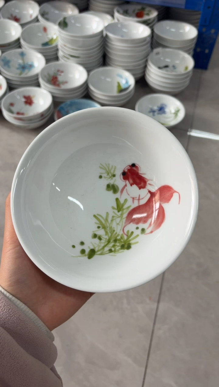 瓷片景德镇高温陶瓷食品级手绘釉中彩-壮壮碗