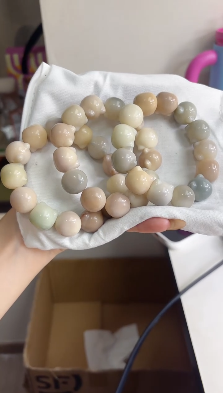 手串菩提根/象牙果沐k78干磨横孔猫猫头18*20mm手串随机