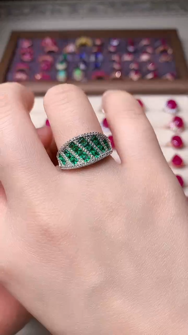 【闪购商品】祖母绿戒指银S925镶嵌0000