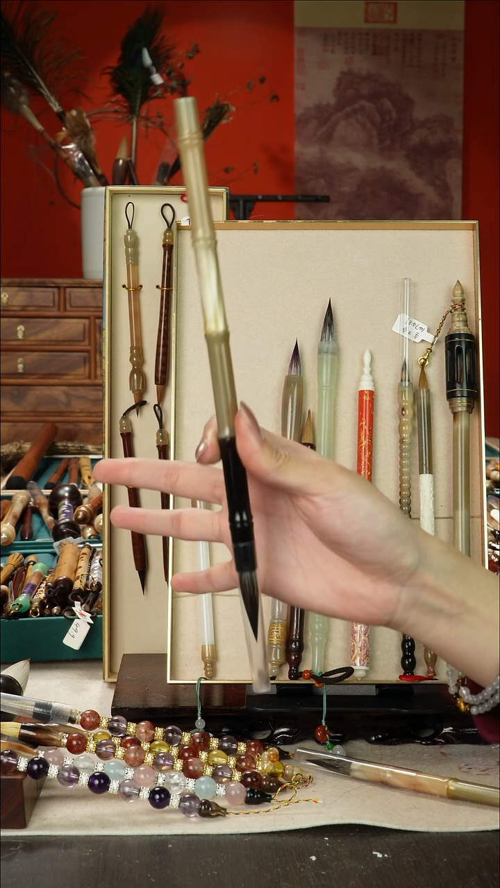 406号闪孤品高货毛笔链接 清水试笔 蘸墨不退